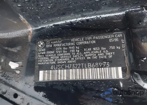 1996 BMW Z3 1.9 from USA, damaged, VIN 4USCH7322TLB68993